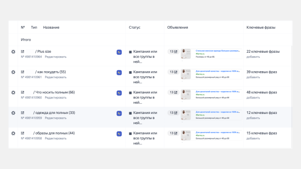 
                    Контекстная реклама для plus size одежды или как работать с брендами с высоким средним чеком в Яндекс.Директ            