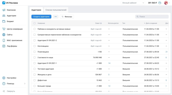 В VK Рекламе появился импорт аудиторий из рекламного кабинета ВКонтакте