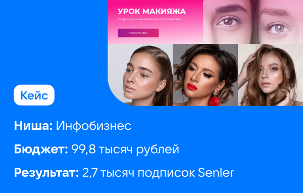 
                    Кейс рекламы онлайн-курсов макияжа: 2700 подписок в ВК для селебрити из Инстаграм*            