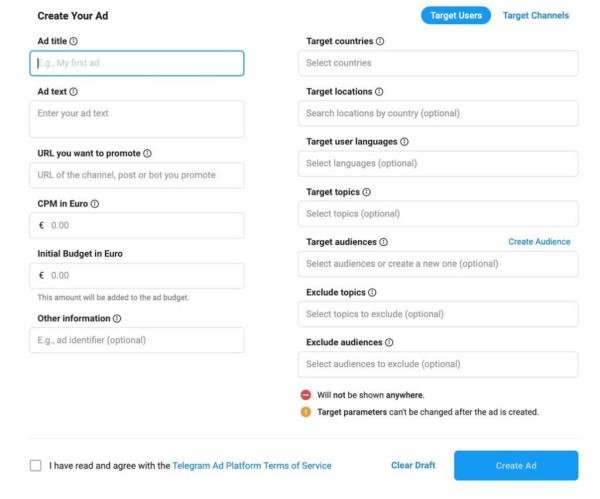 Обновления в Telegram Ads: новые таргетинги для настройки рекламы             
                    Обновления в Telegram Ads: новые таргетинги для настройки рекламы