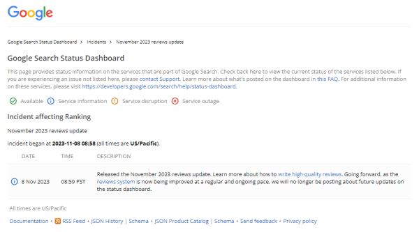 Google запустил ноябрьский апдейт, связанный с отзывами на сайте