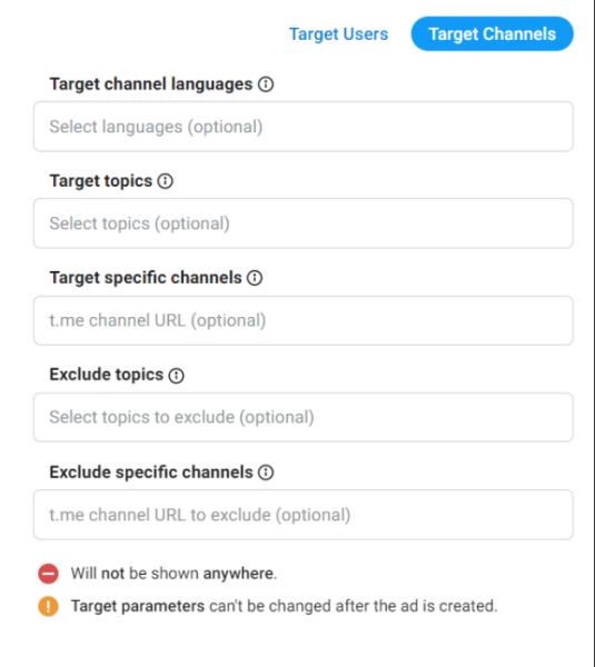 
                    Обновление Telegram Ads. Как Target channel audiences повлияет на всю рекламу в Телеграме            
