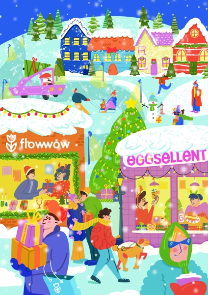 
                    Блестящий сироп, вечеринка в Москве, квест по городу: как мы делали новогоднюю коллаборацию FLOWWOW x EGGSELLENT            