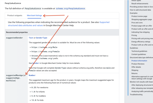 Google начал поддерживать свойство suggestedAge в структурированных данных о товарах