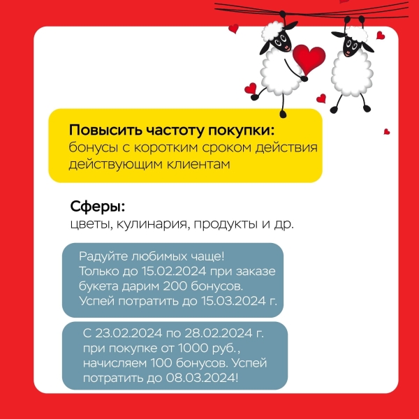 Акции на 14 февраля, которые повысят лояльность клиентов и выручку             
                    Акции на 14 февраля, которые повысят лояльность клиентов и выручку