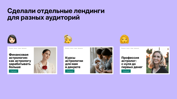 Как мы вышли на 10 000+ лидов в месяц в онлайн-школе астрологии             
                    Как мы вышли на 10 000+ лидов в месяц в онлайн-школе астрологии