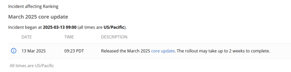 Google запустил обновление основного алгоритма March 2025 Core Update